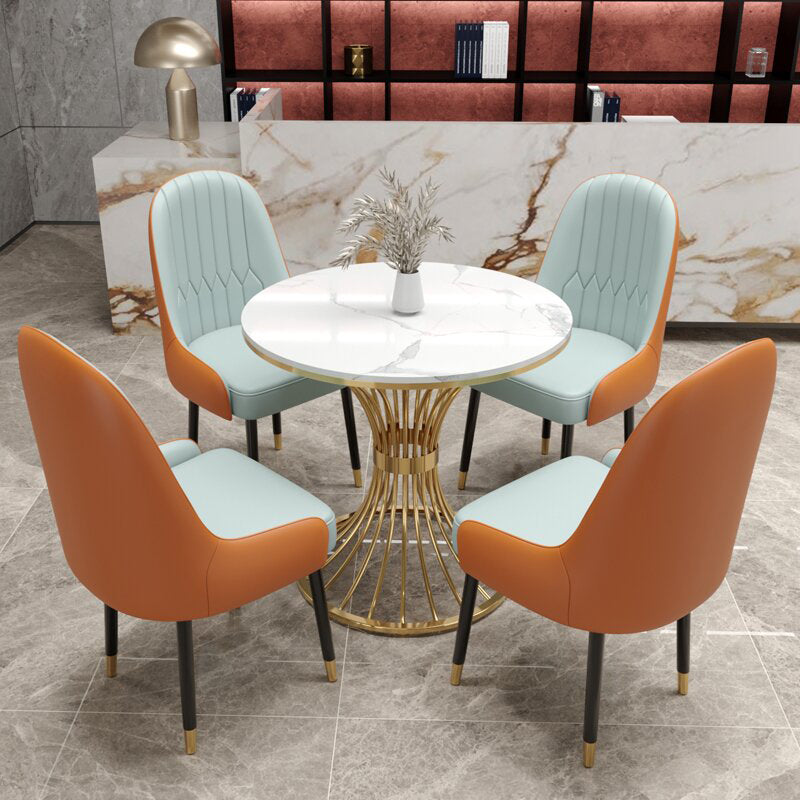Modern Style Round Dining Table Sintered Stone Pedestal Table for Dining Room