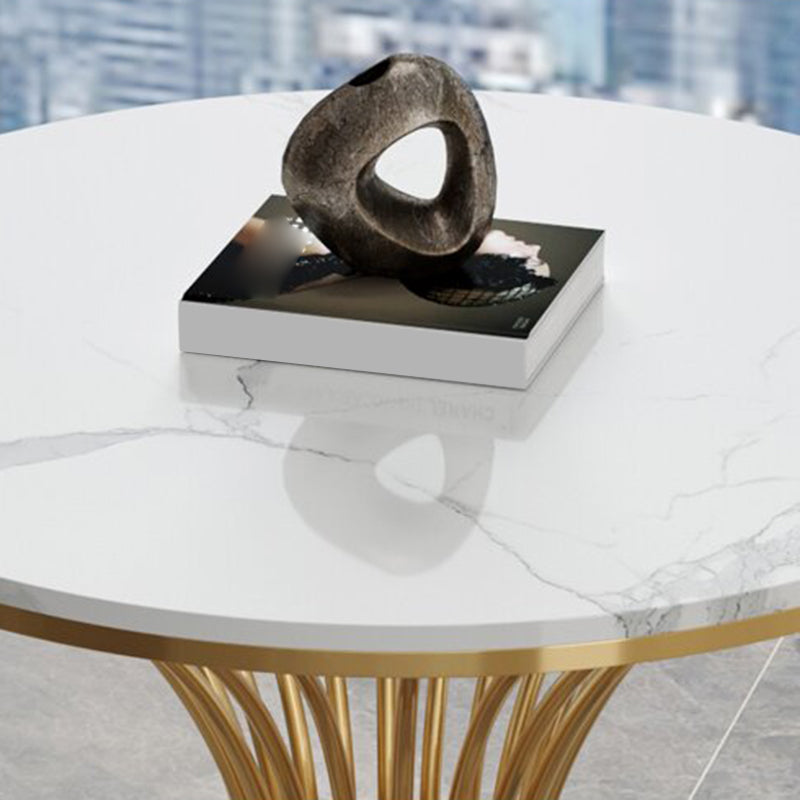 Modern Style Round Dining Table Sintered Stone Pedestal Table for Dining Room