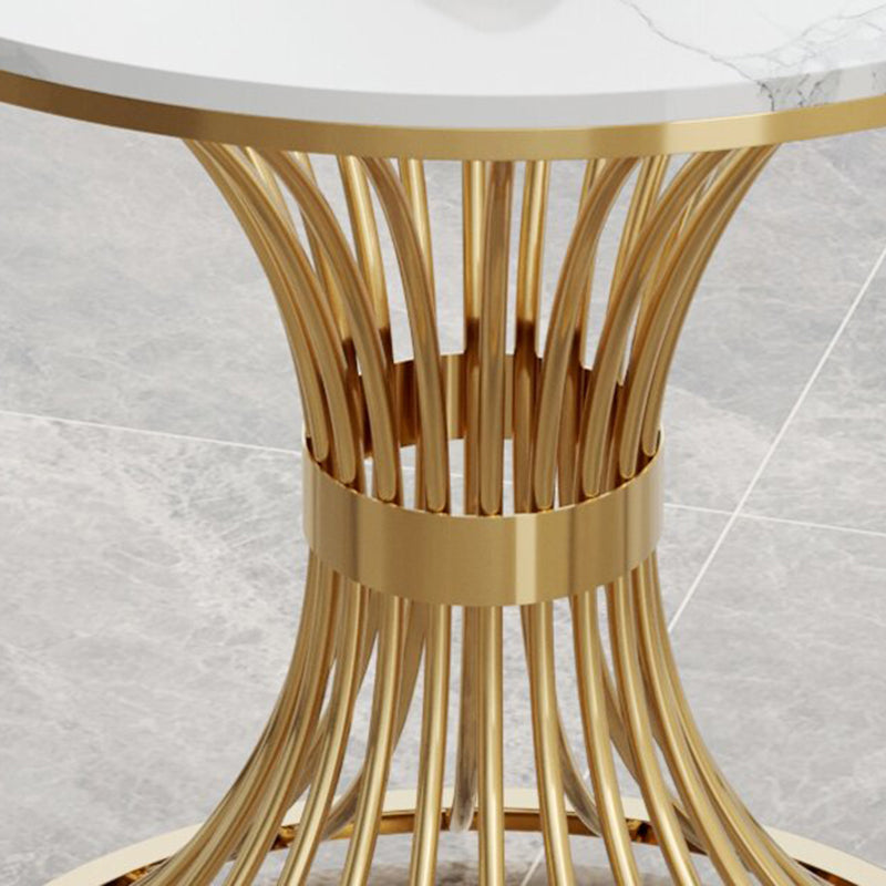 Modern Style Round Dining Table Sintered Stone Pedestal Table for Dining Room
