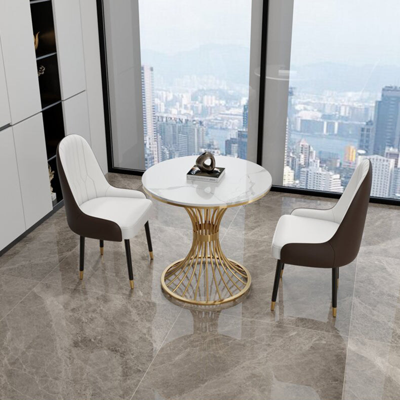 Modern Style Round Dining Table Sintered Stone Pedestal Table for Dining Room