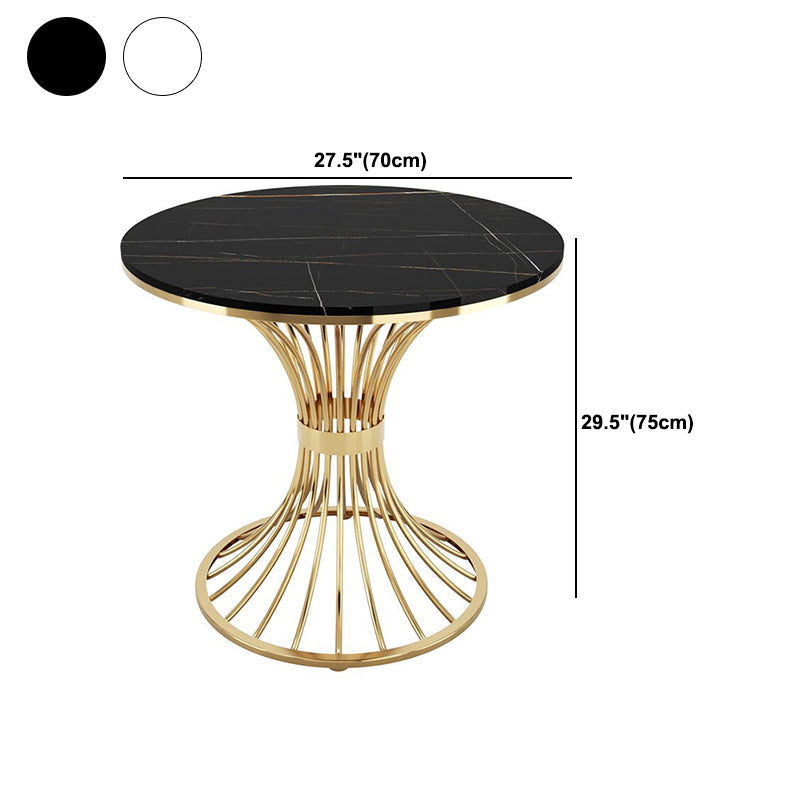 Modern Style Round Dining Table Sintered Stone Pedestal Table for Dining Room