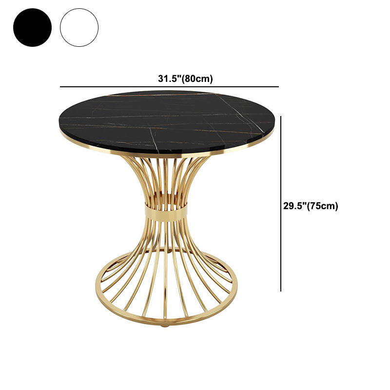 Modern Style Round Dining Table Sintered Stone Pedestal Table for Dining Room