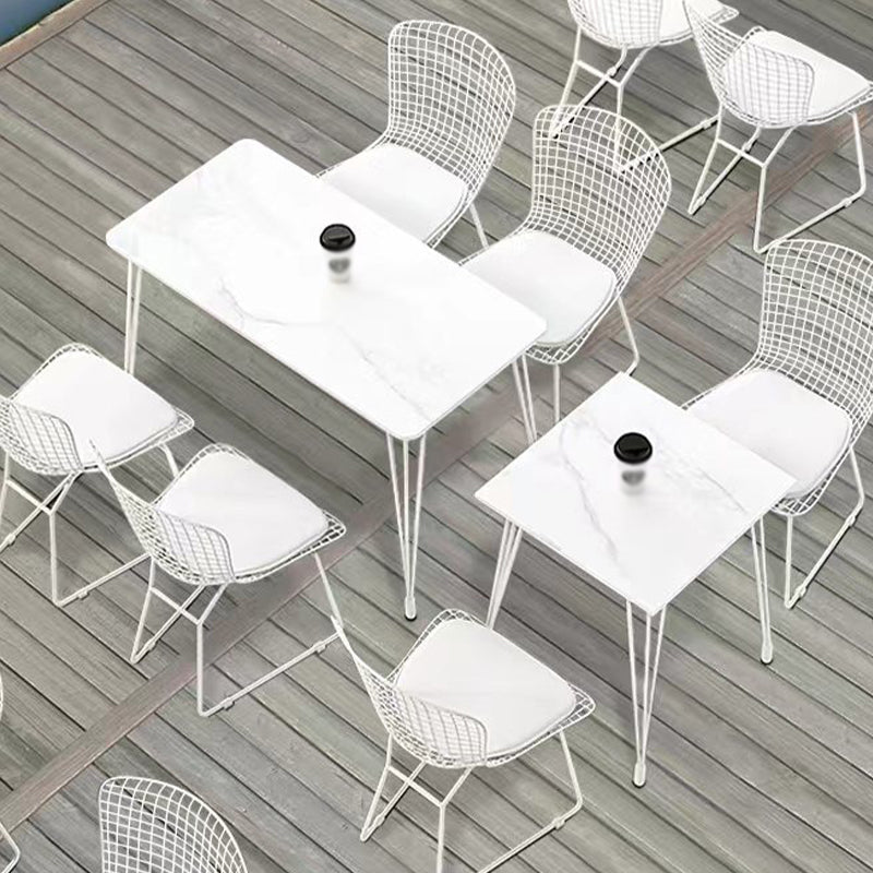 Outdoor Tripod Dining Table Modern Stone Top Metal Base Dinner Table