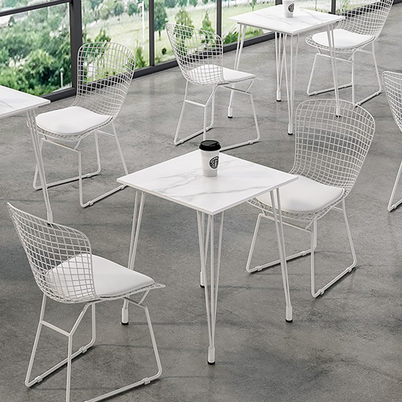 Outdoor Tripod Dining Table Modern Stone Top Metal Base Dinner Table