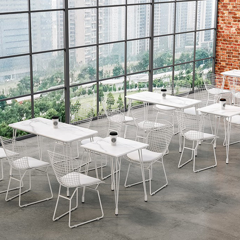 Outdoor Tripod Dining Table Modern Stone Top Metal Base Dinner Table