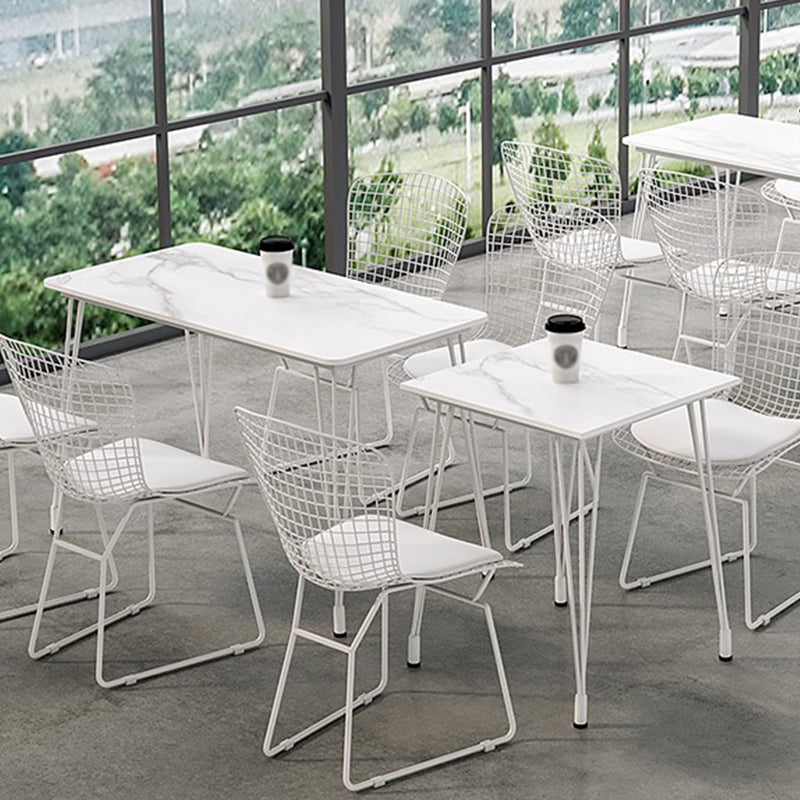 Outdoor Tripod Dining Table Modern Stone Top Metal Base Dinner Table