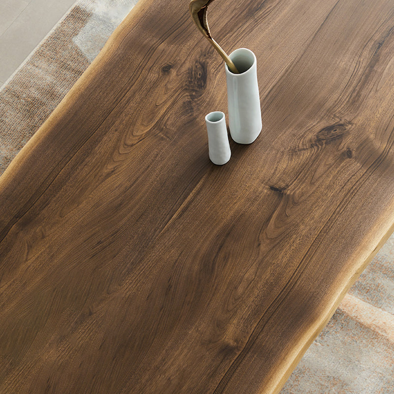 Natural Walnut Top Dining Table Modern Rectangle Transparency Acrylic Base Table