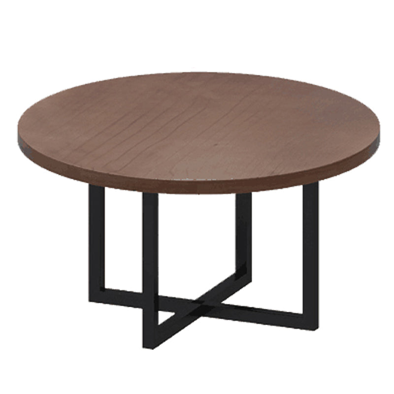 Modern Coffee Shop Dining Table Round Solid Wood Table in Brown