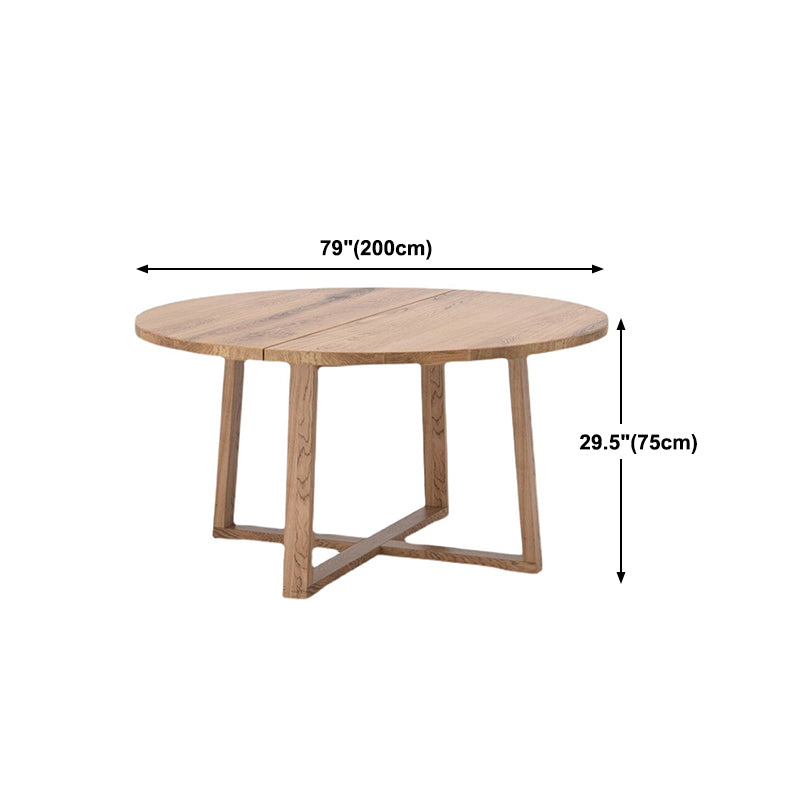 Contemporary Style Dining Table Solid Wood Round Natural Dinner Table for Home Kitchen