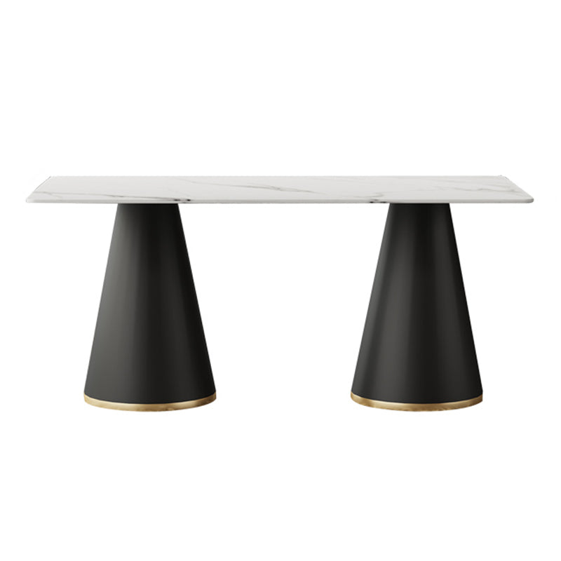 Modern Style Dining Table Sintered Stone Table with Metal Base for Dining Room