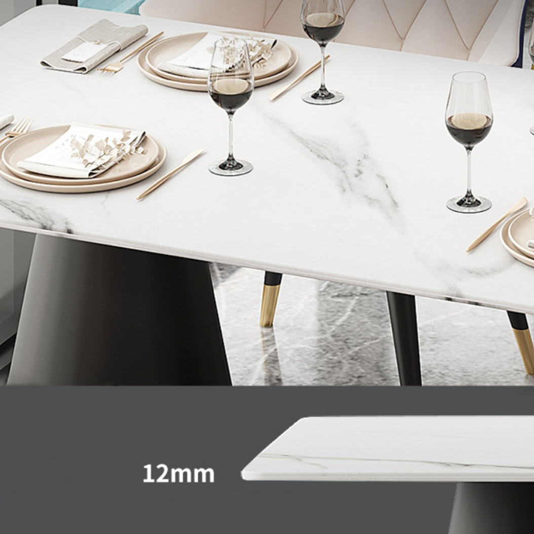 Modern Style Dining Table Sintered Stone Table with Metal Base for Dining Room