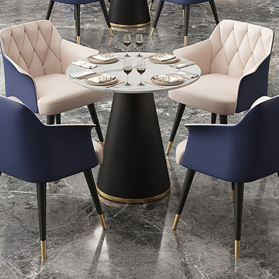 Modern Style Dining Table Sintered Stone Table with Metal Base for Dining Room