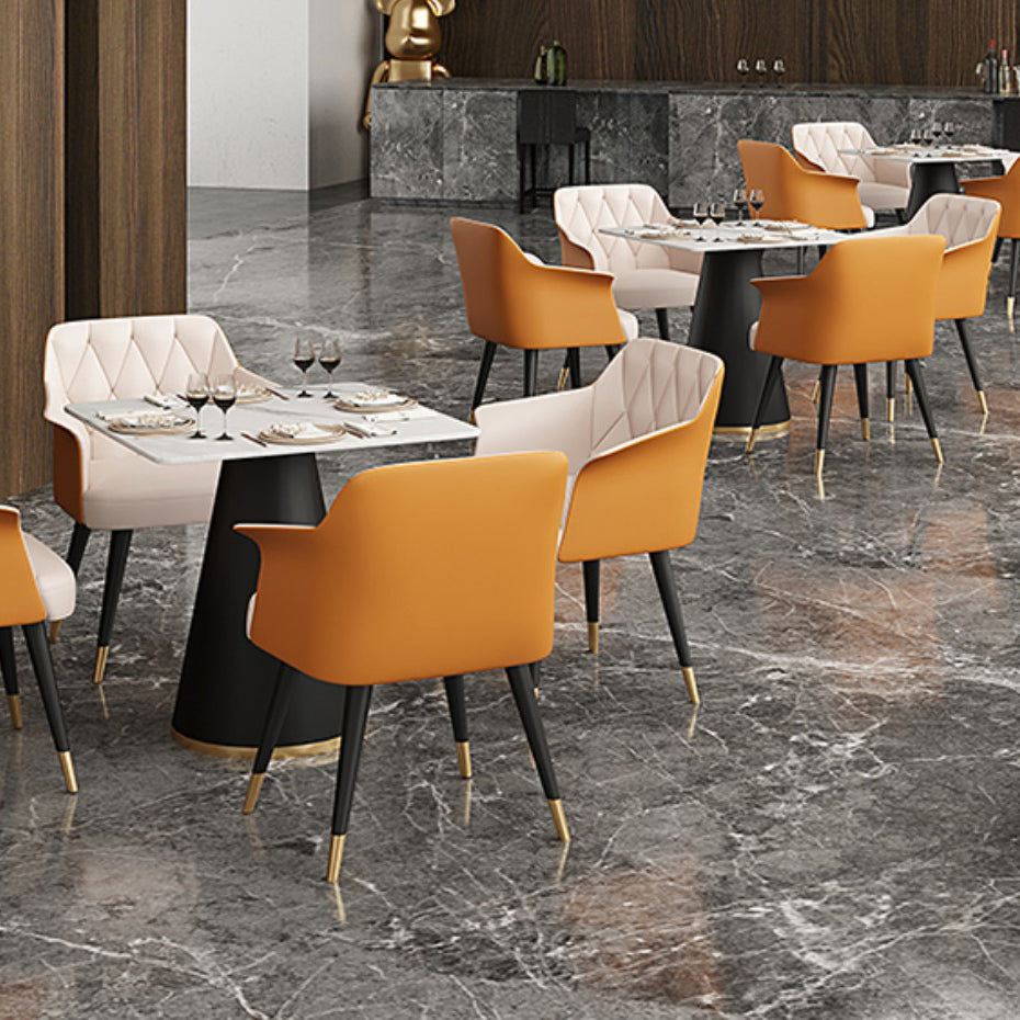 Modern Style Dining Table Sintered Stone Table with Metal Base for Dining Room