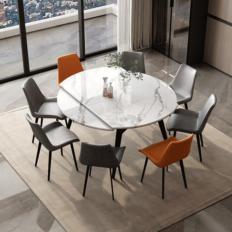 White Stone Dining Site Table Modern Round 4 Legs Dining Table