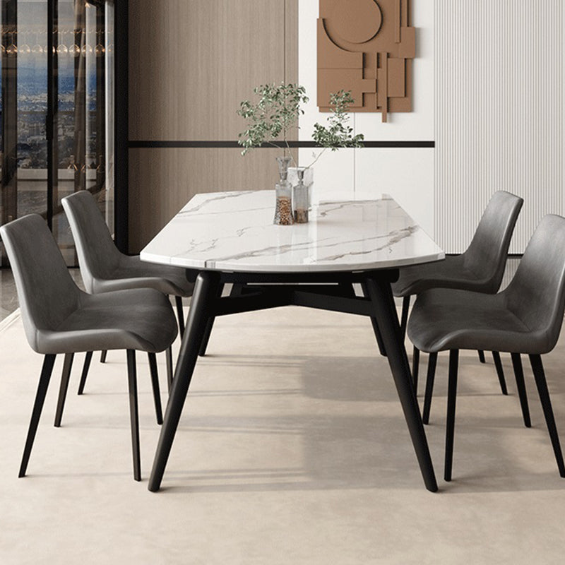 White Stone Dining Site Table Modern Round 4 Legs Dining Table