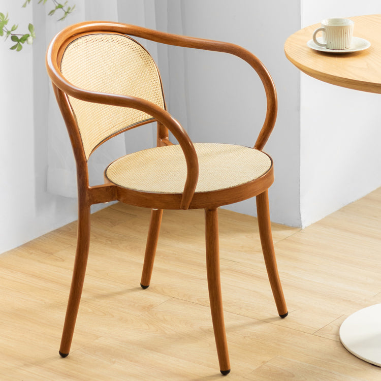 Modern Style Chairs Dining Stackable Arm Chair with Wooden Legs for Kitchen