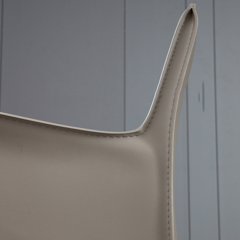 Solid Back Dining Chair Designer Style Leather Meeting Room Arm Chair