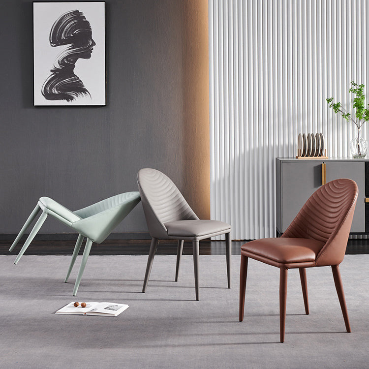 Parsons Matte Finish Dining Chair Designer Style Leather Meeting Room Side Chair