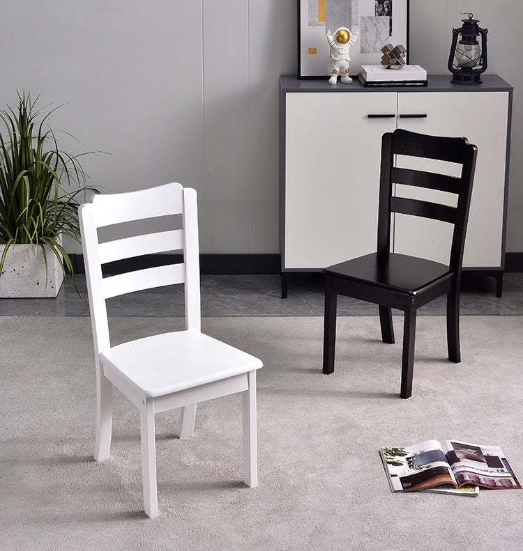 Modern Rubberwood Slat Back Chair Matte Finish Wood Dining Chair