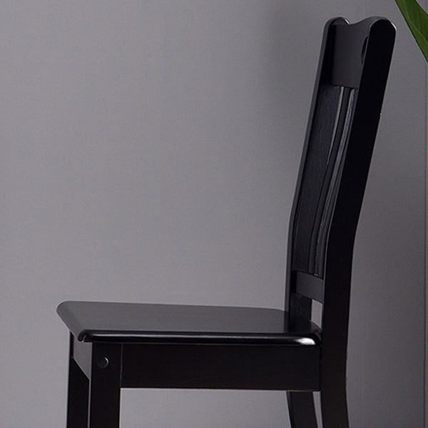 Modern Rubberwood Slat Back Chair Matte Finish Wood Dining Chair