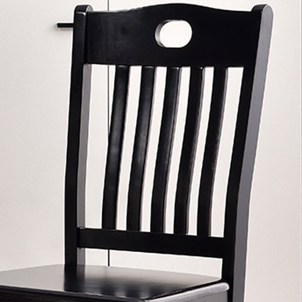 Modern Rubberwood Slat Back Chair Matte Finish Wood Dining Chair