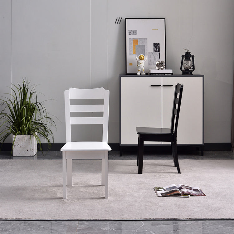 Modern Rubberwood Slat Back Chair Matte Finish Wood Dining Chair