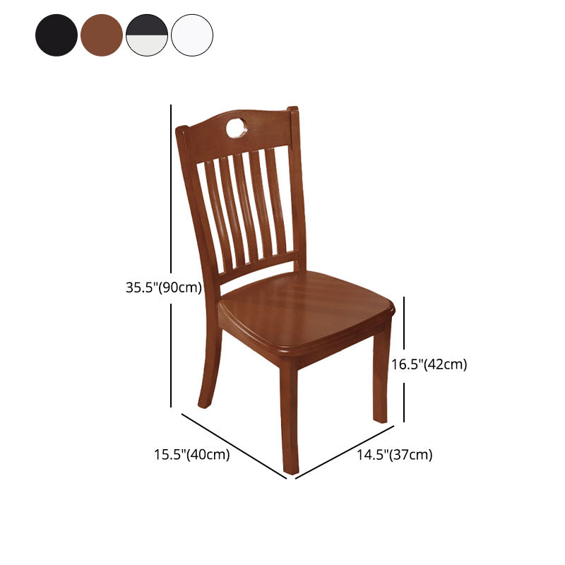 Modern Rubberwood Slat Back Chair Matte Finish Wood Dining Chair