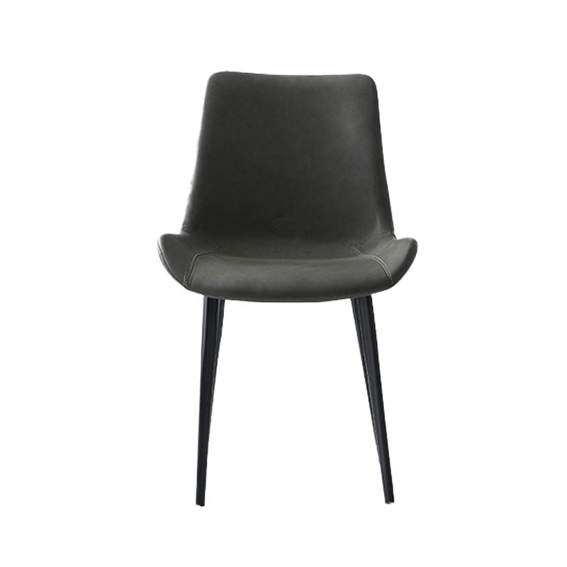 Industrial Style Solid Back Chair for Kitchen Faux Leather Dining Chairs