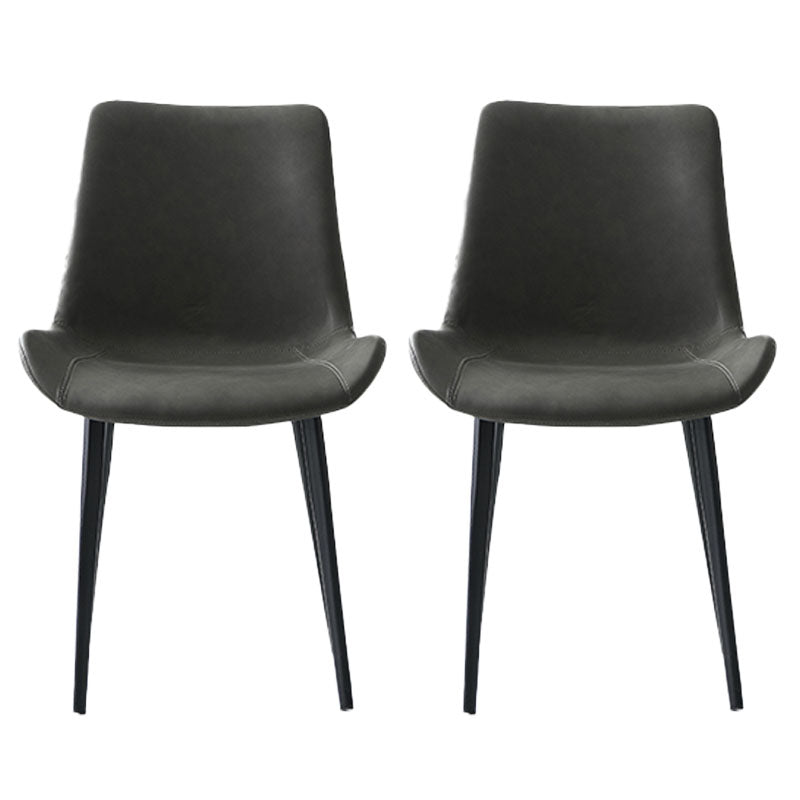 Industrial Style Solid Back Chair for Kitchen Faux Leather Dining Chairs