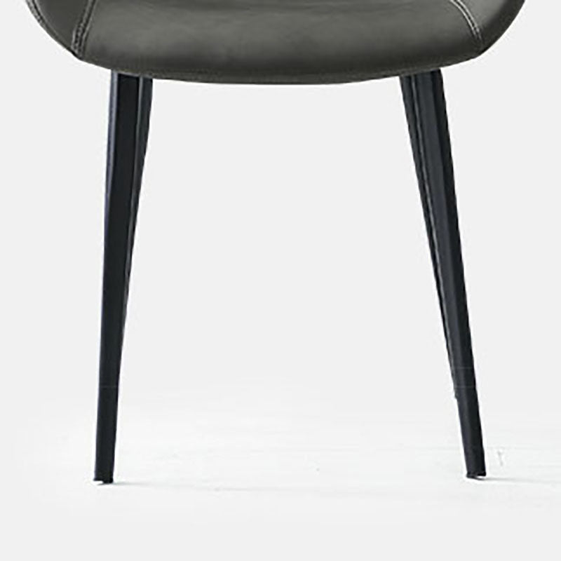 Industrial Style Solid Back Chair for Kitchen Faux Leather Dining Chairs