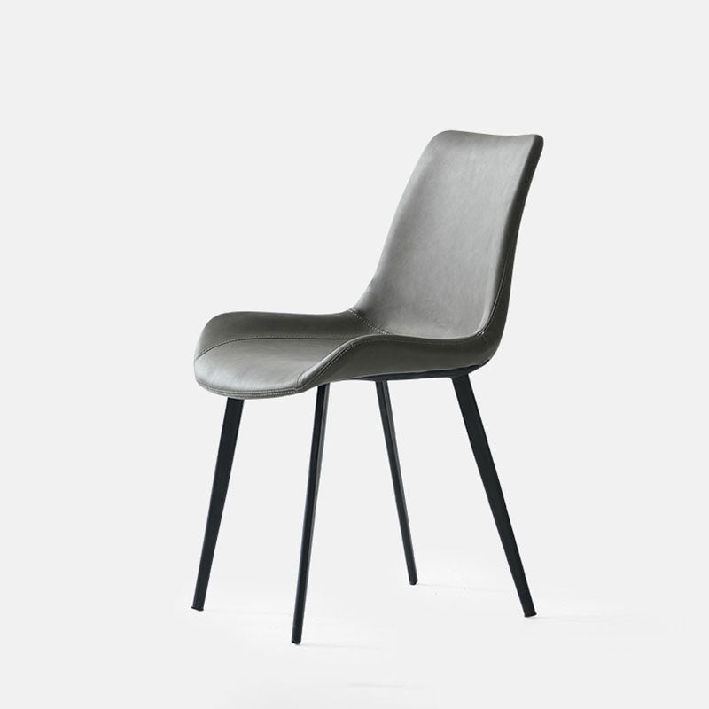 Industrial Style Solid Back Chair for Kitchen Faux Leather Dining Chairs