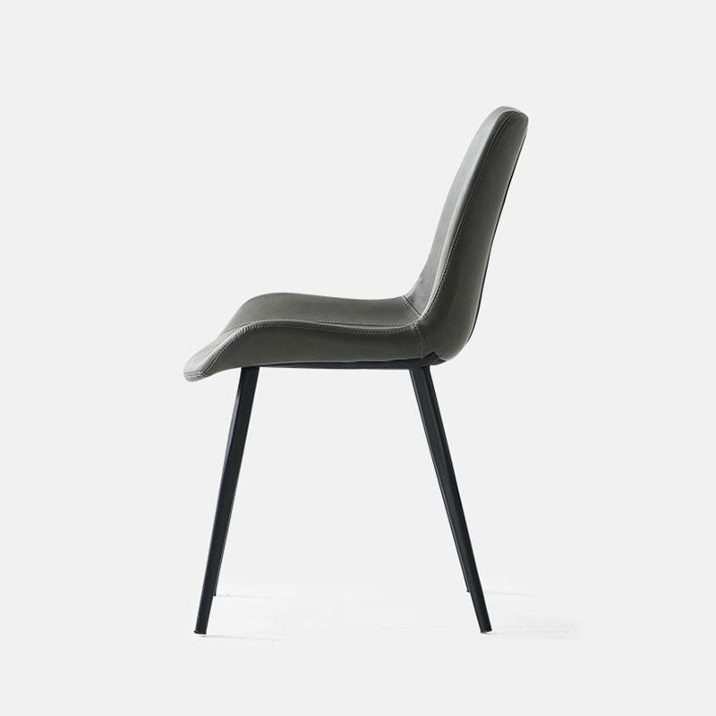 Industrial Style Solid Back Chair for Kitchen Faux Leather Dining Chairs