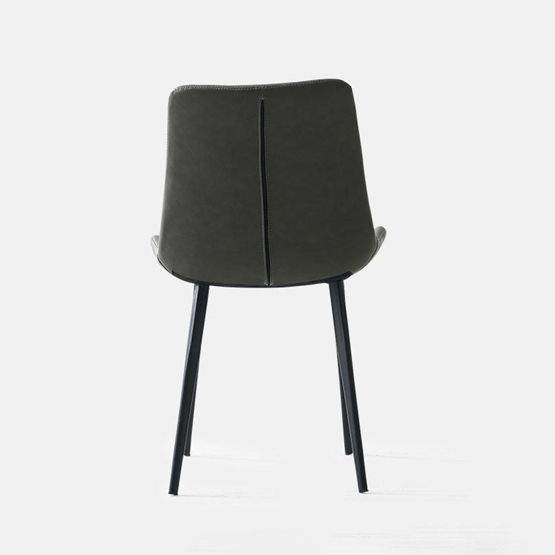 Industrial Style Solid Back Chair for Kitchen Faux Leather Dining Chairs