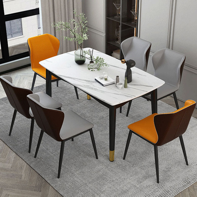 Industrial Style Faux Leather Chairs Wingback Parsons Chair for Home