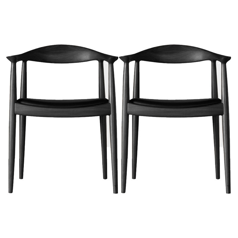 Modern Ash Open Arm Chair Matte Finish Faux Leather Dining Chair