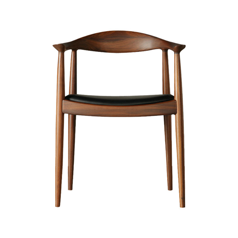 Modern Ash Open Arm Chair Matte Finish Faux Leather Dining Chair