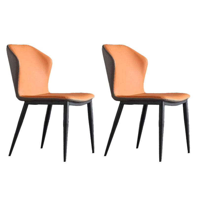 Wingback Parsons Chair Industrial Style Faux Leather Dining Chairs for Kitchen