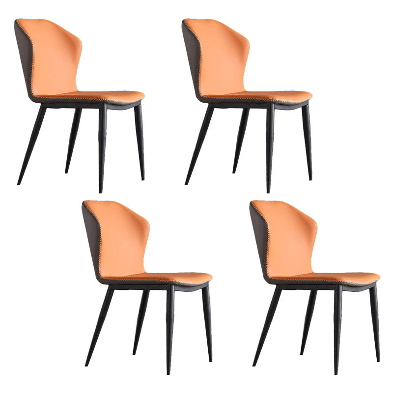 Wingback Parsons Chair Industrial Style Faux Leather Dining Chairs for Kitchen