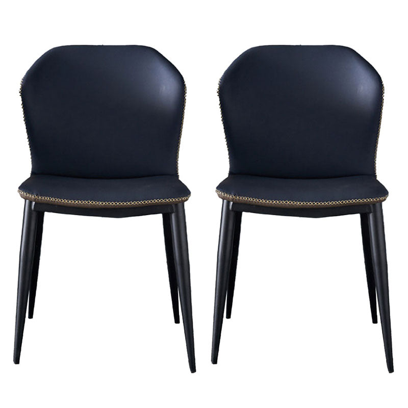 Wingback Parsons Chair Industrial Style Faux Leather Dining Chairs for Kitchen