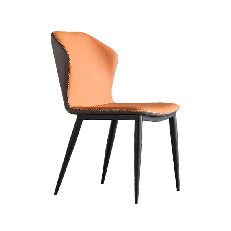 Wingback Parsons Chair Industrial Style Faux Leather Dining Chairs for Kitchen