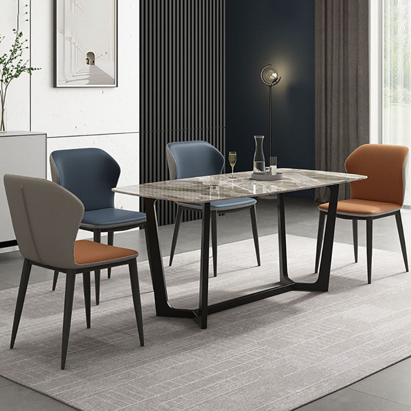 Wingback Parsons Chair Industrial Style Faux Leather Dining Chairs for Kitchen