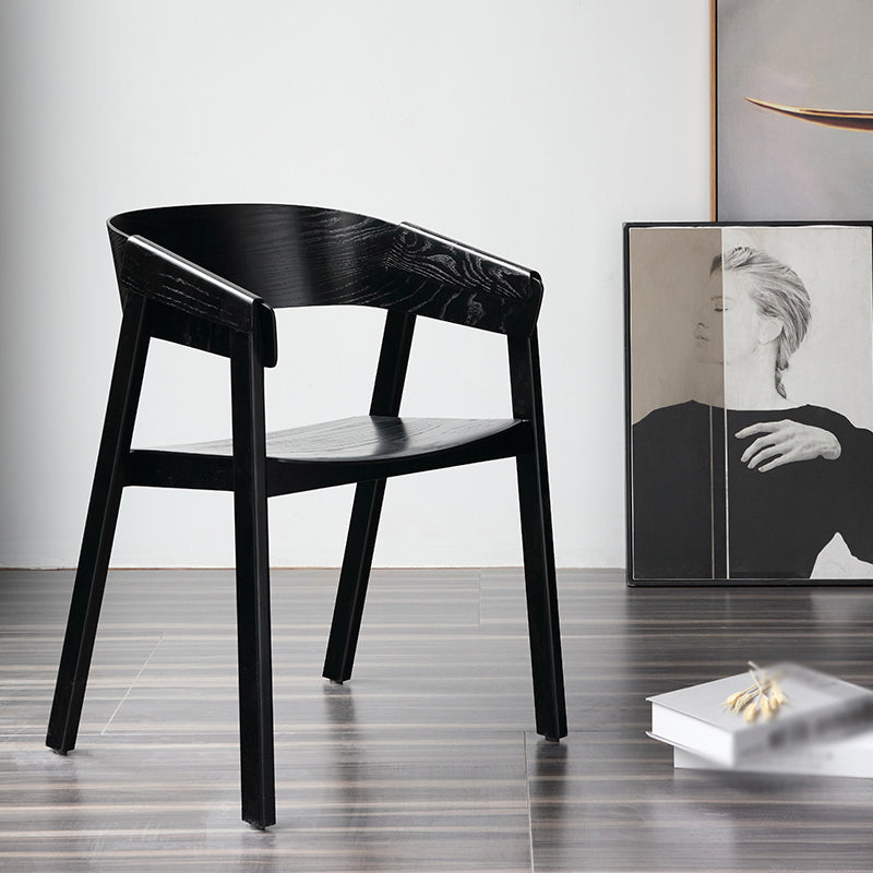 Traditional Open Back Chairs Dining Arm Chair with Wooden Legs for Kitchen