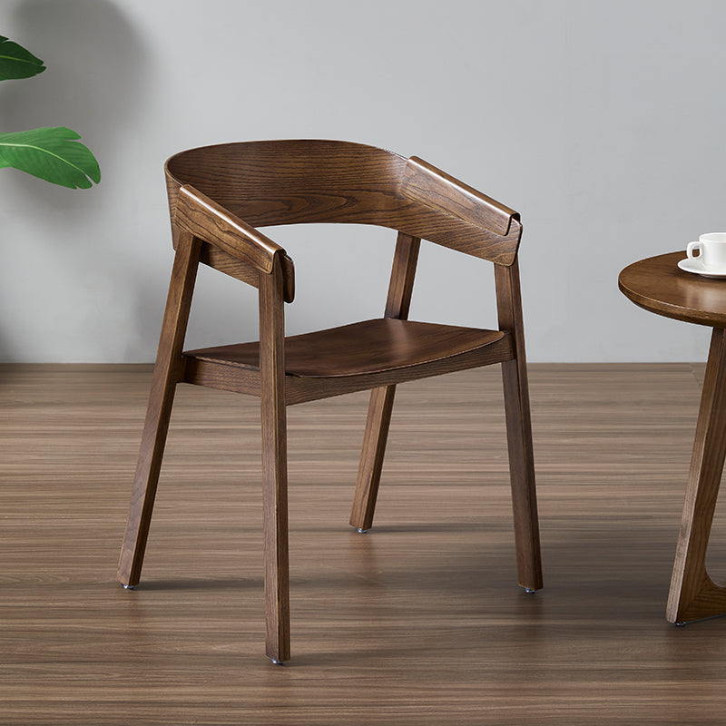 Traditional Open Back Chairs Dining Arm Chair with Wooden Legs for Kitchen