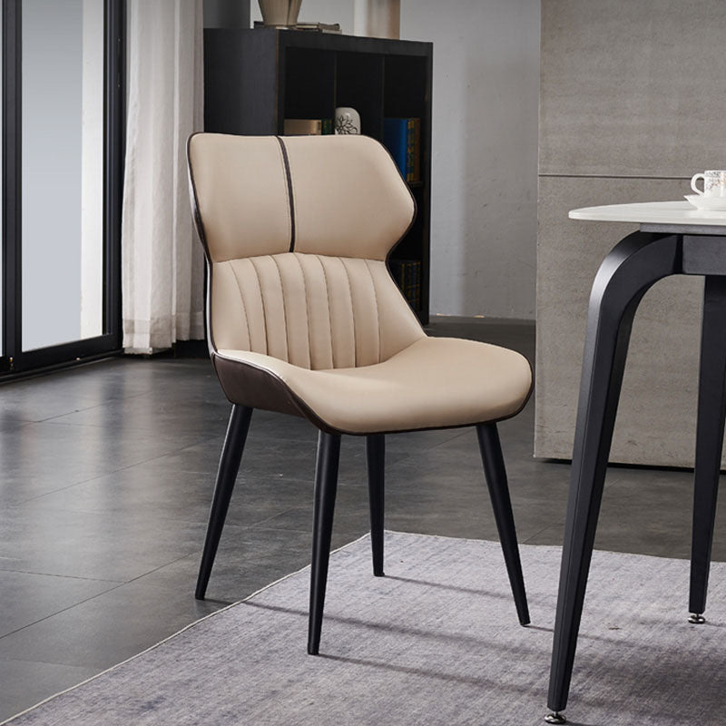 Industrial Wingback Parsons Chair for Kitchen Faux Leather Dining Chairs