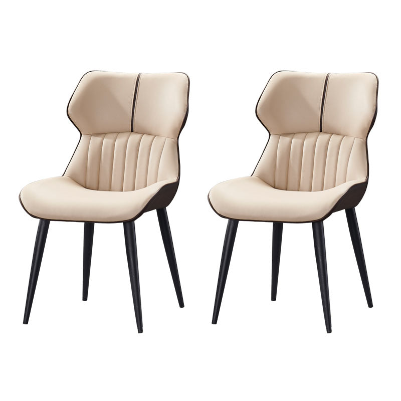 Industrial Wingback Parsons Chair for Kitchen Faux Leather Dining Chairs