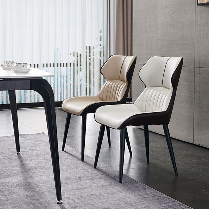 Industrial Wingback Parsons Chair for Kitchen Faux Leather Dining Chairs