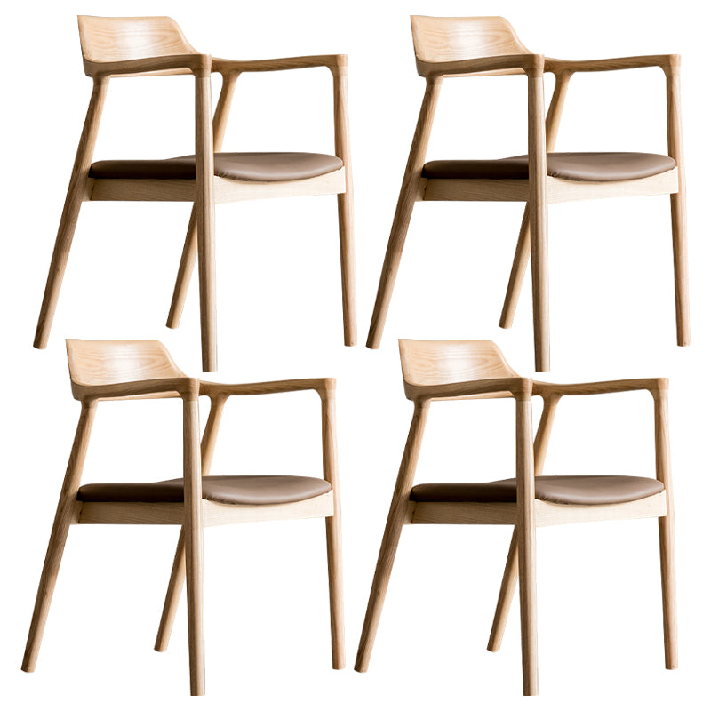 Traditional Style Open Back Chair Dining Arm Chair with Wooden Legs for Kitchen