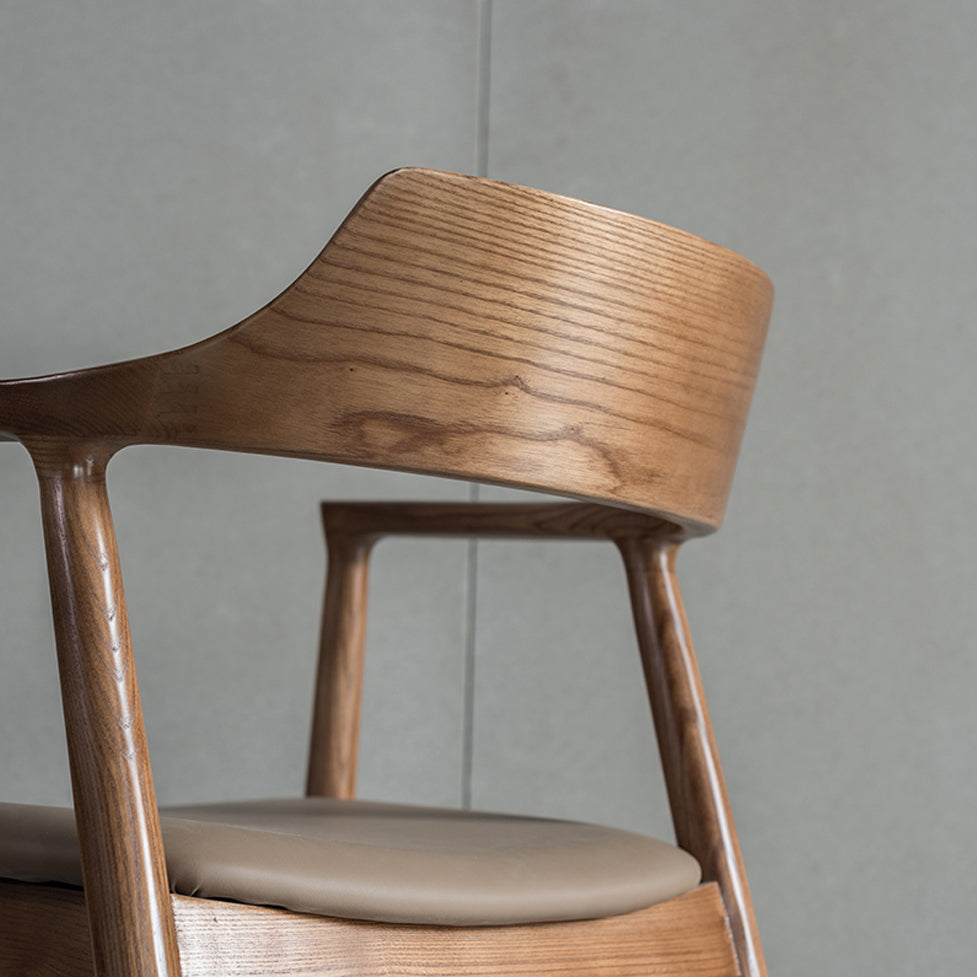 Traditional Style Open Back Chair Dining Arm Chair with Wooden Legs for Kitchen