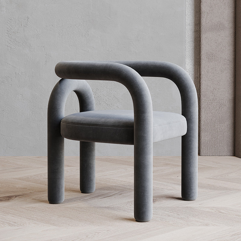 Matte Finish Open Dining Chair Designer Style Living Room Velvet Arm Chair