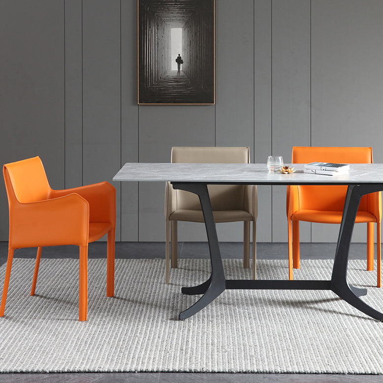 Matte Finish Solid Back Chair Designer Style Home Leather Arm Chair